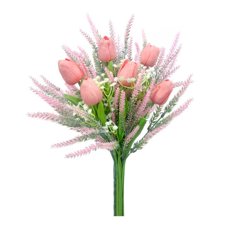

Summer Artificial Simulation Lavender and Tulip Combination Bouquet of Starry Sky Flower Home Decoration Ornaments 12pcs рожевий
