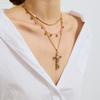 European and American cross titanium steel necklace multi-layer collarbone chain does not fade gold jewelry