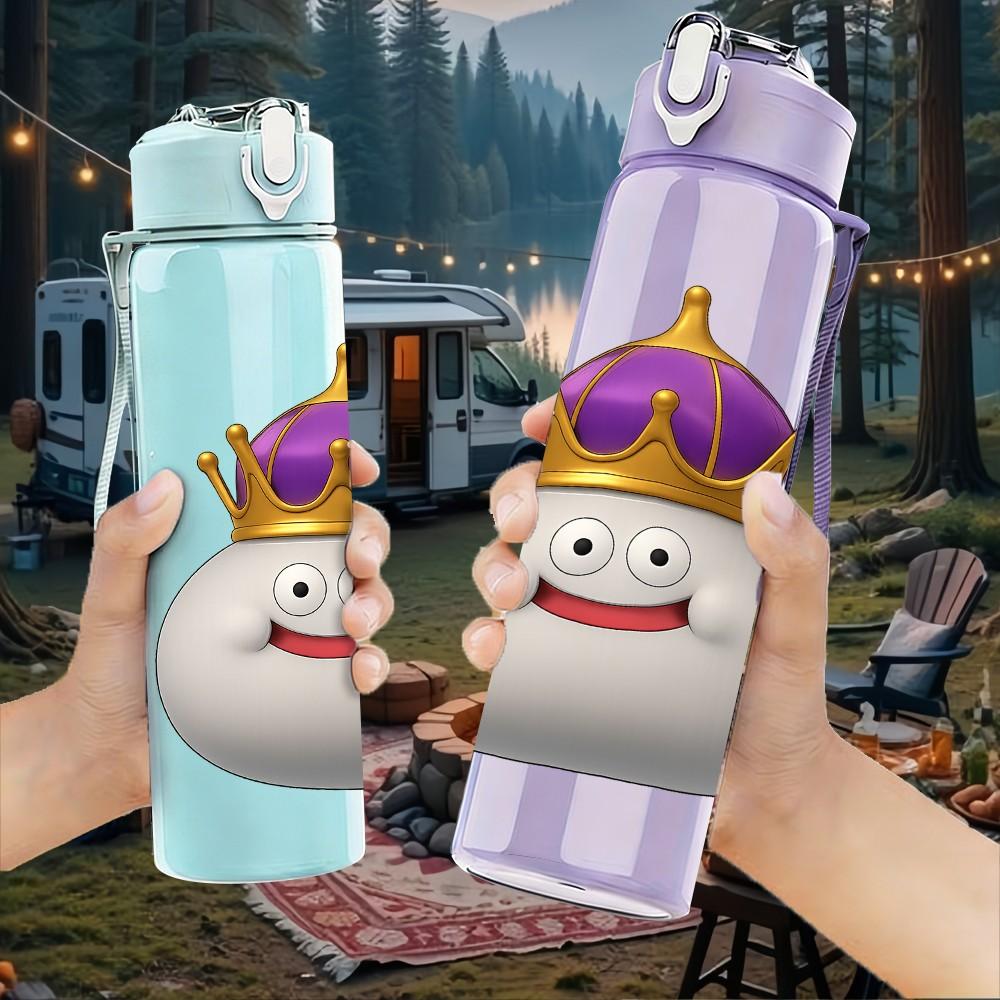 1PC Smiling Crown Cloud Character 750ml Color Plastic Sports Water Bottle Leakproof Flip Straw Lid Suitable for Sports Office Home Use