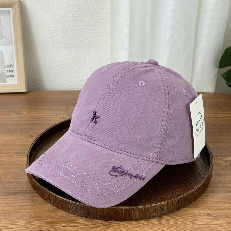 Spring And Summer Embroidery K Letters Soft Top Baseball Hat Women'S Simple Casual Face Small Cap Versatile