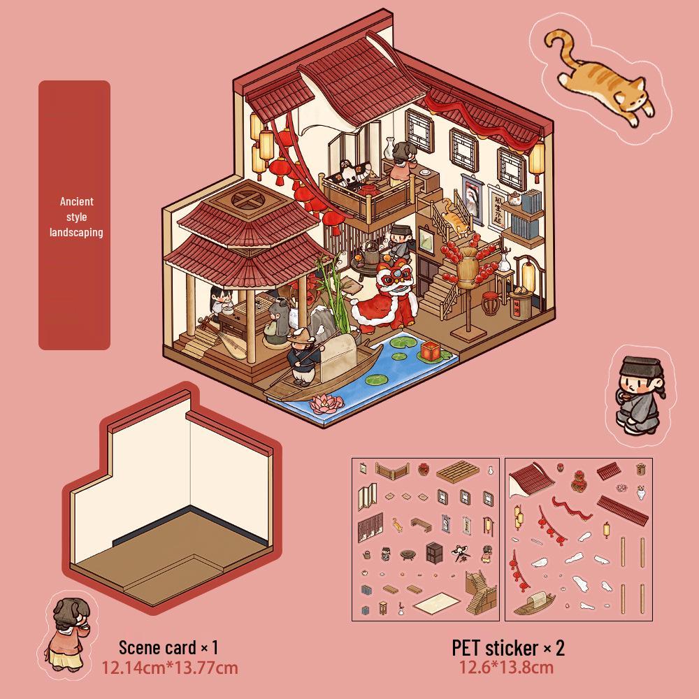 Micro Ink 3D Cartoon Decompression Stickers for DIY Miniature Scene Journals