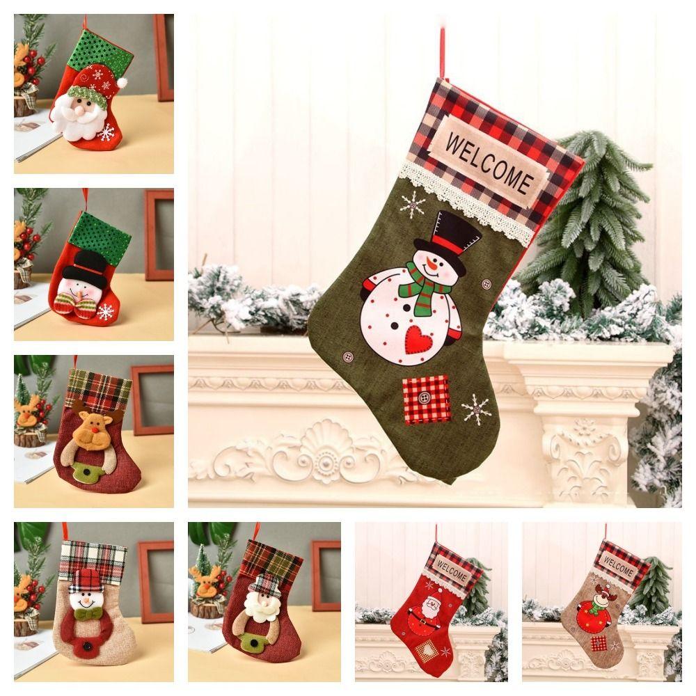 Thickened Christmas Socks Candy Bag Santa Claus Elk Snowflake Christmas Tree Decorations  Kids