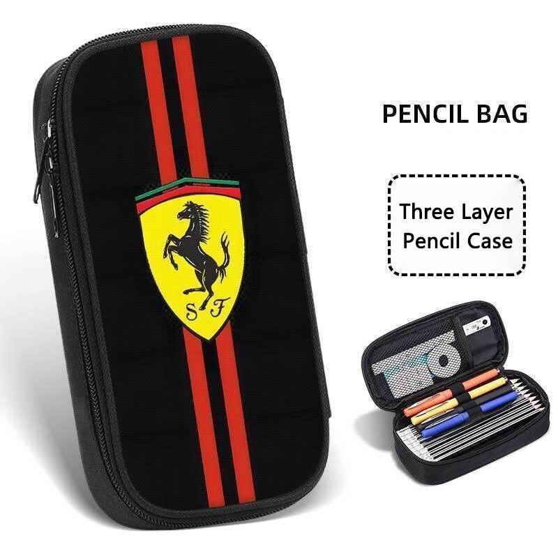New For Ferrari Logo Pencil Cases for Girls Boys Big Capacity Pencil Pouch Stationery School Student Pen Case JG6