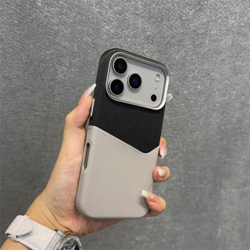 For 17pro Orange Hit Color Card Case For For Iphone 17 1 16 Pro Max 14 13 12 Magnetic Wireless Charge Flax Leather Cover
