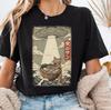Funny Japanese Cat Ramen Unisex T-Shirt | Retro UFO Cat Graphic Shirt | Anime Art Style Cat Lover Gift For Cats Mom Dad | Summer Wave Kitten