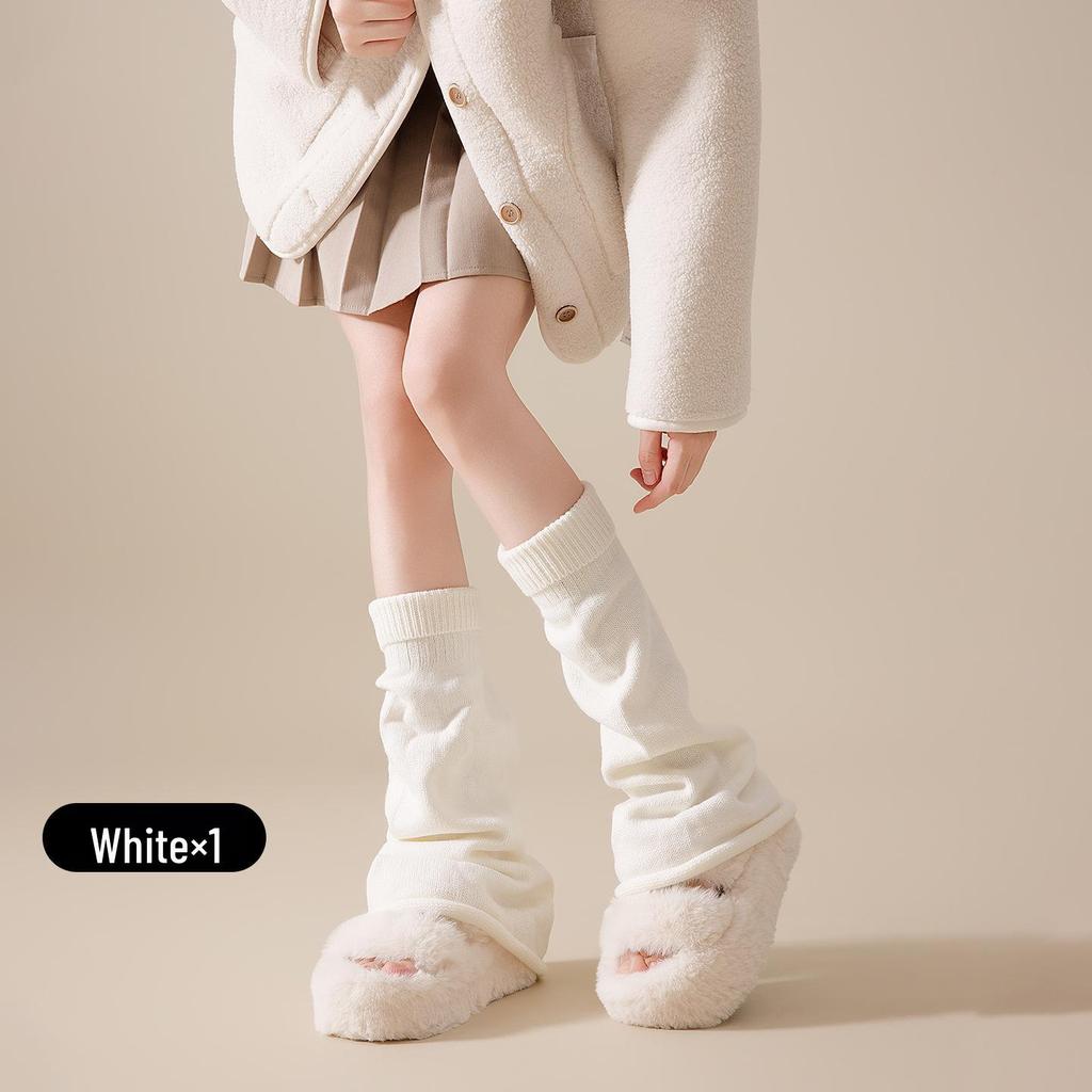 Women's White Y2K Style Knitted Thickened Slouch Leg Warmers