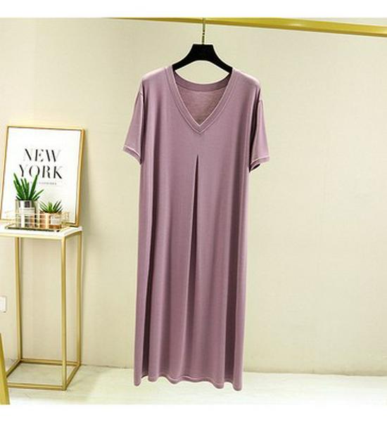 

Женское повседневное летнее платье из модального хлопка с V-образным вырезом, плиссированными короткими рукавами и расклешенным силуэтом Extra Large