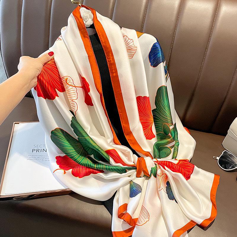 2024 Stilfull koreansk silkescarf för kvinnor - Mångsidig brokadscarf sjal för vår och höst.