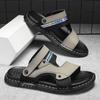 Men's Slippers Summer New Sandals Men PU Leather Sandals Adult Thick-soled Beach Shoes Male Non-slip Open-toe Casual Sandals