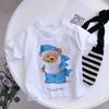 Girls Fashionable Pure Cotton TShirt with Teddy Bear Cartoon Pattern Summer Clothing Fun Childrens Wear Y2K Style