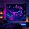 Neon Aurora Leaping Deer Christmas Tapestry High Definition Background Cloth Festival Atmosphere Room Decoration