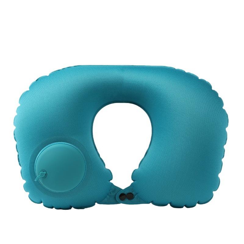 Available: Press-Type Inflatable U-Shaped Travel Neck Pillow for Airplanes and Lunch Breaks.