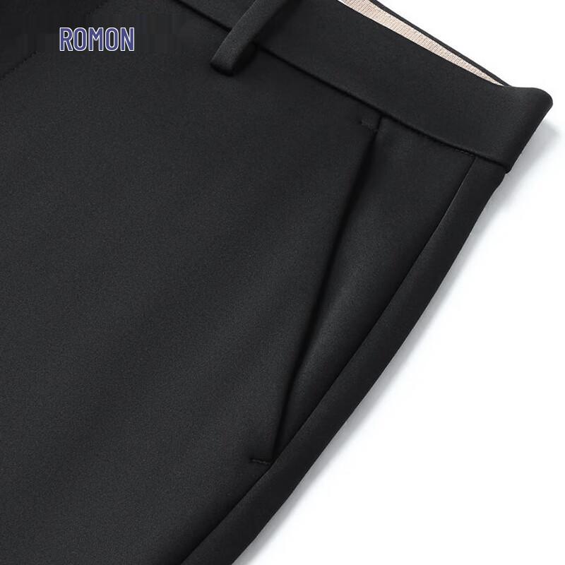 ROMON Men's Silk Blend Fleece-Lined Business Casual Trousers