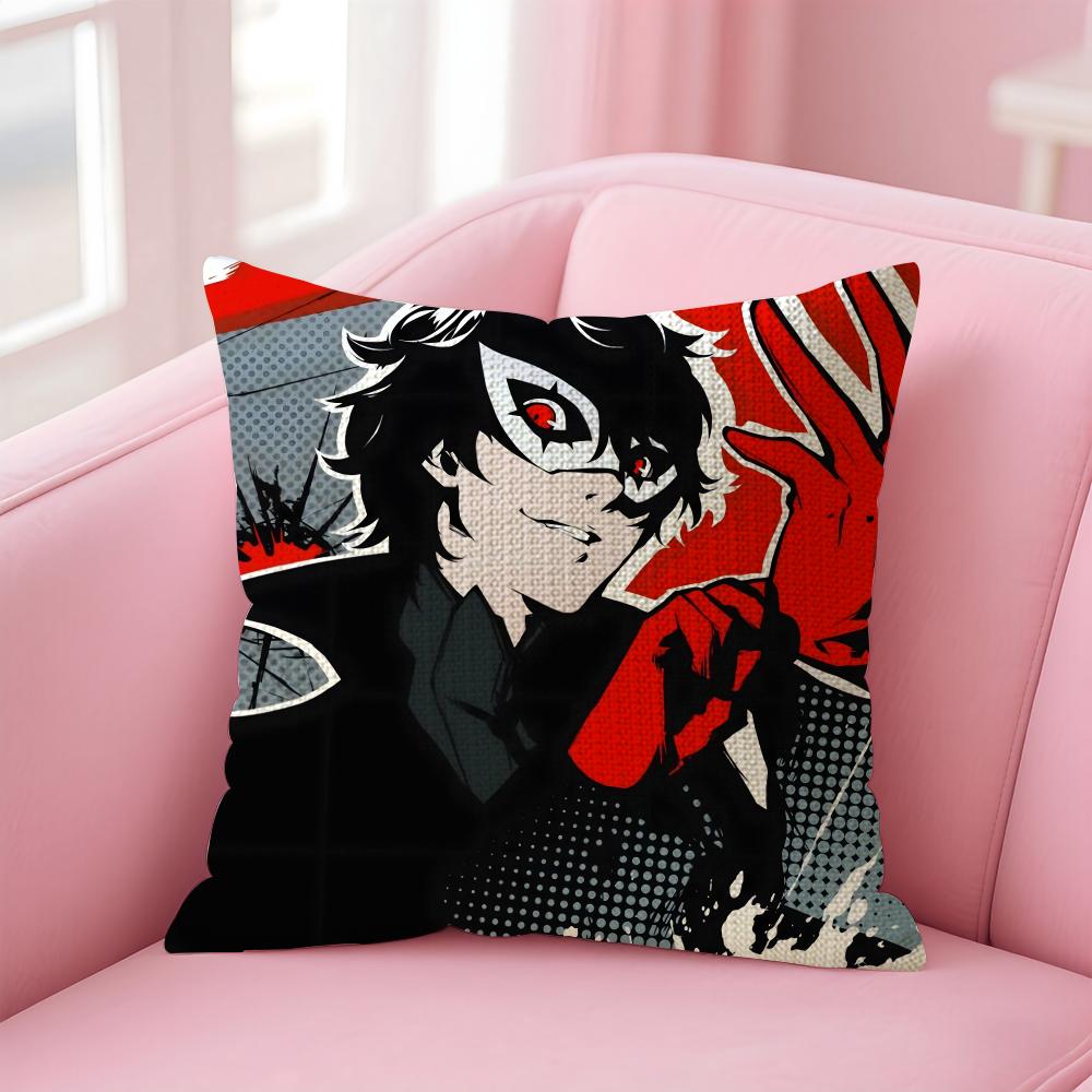 Anime Game PPersona  Cushion Cover Natural Linen Pillow Case DoubleSided Print Decorative Sofa Pillowcase Home Decor Gift