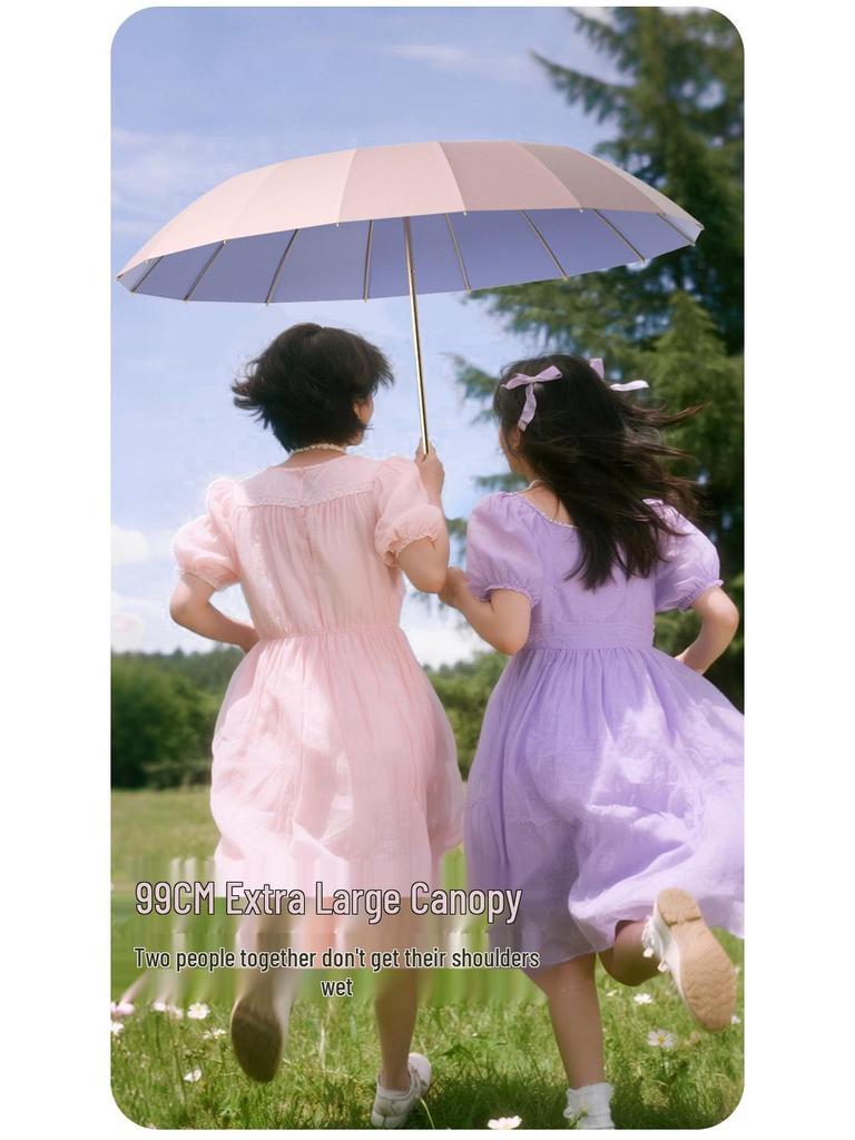 Personalized Solid Color Dual-Use Sun & Rain Vinyl Umbrella - Portable, Durable Sunshade for Students