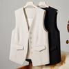 Damen Weste Ärmellos Einzelknopf Western Stil Slim Fit Strickjacke Anzugmantel Reine Farbe Tiefer V-Ausschnitt Formaler Business-Stil Dame