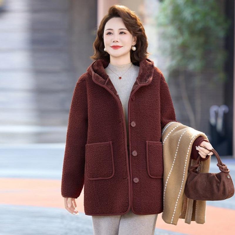 

Осенне-зимняя флисовая куртка с утолщением, женская куртка из гранулированного флиса с хлопковой подкладкой, теплая куртка с капюшоном и хлопковой подкладкой 5XL [Recommended 150-80kg]