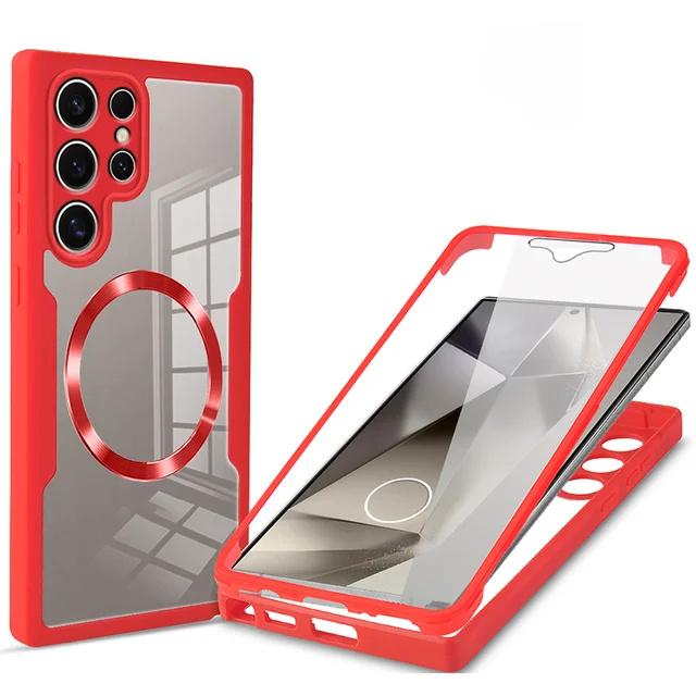 360° Fully Protected Double-sided Case For Samsung S25 Ultra S22 S23 S21 S24 Plus Magnetic Cover For Magsafe Wireless Charging