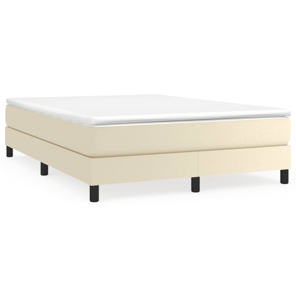 Box Spring Bed Frame Cream 140 x 190 cm Artificial Leather