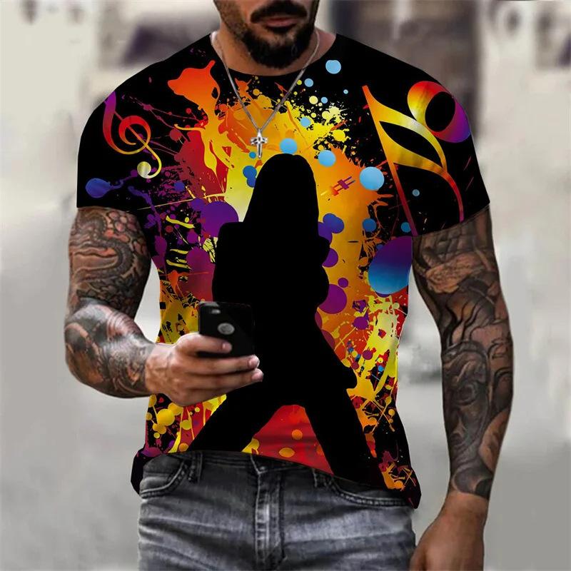 

Летняя повседневная футболка с короткими рукавами и круглым вырезом с цифровым принтом в виде 3D-граффити для мужчин и женщин L