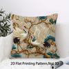 2D Flat- Vintage Chinese Style Red Crowned Crane And Plum Blossom Square Throw Pillow Case Home Decor Cushion Cover