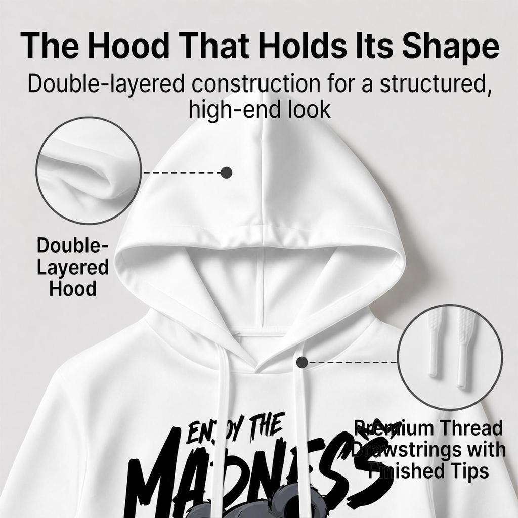 Men's Soft Cotton-Poly Blend Hoodie, Relaxed Fit, Versatile Trendy Casual Sweatshirt for Daily & Halloween