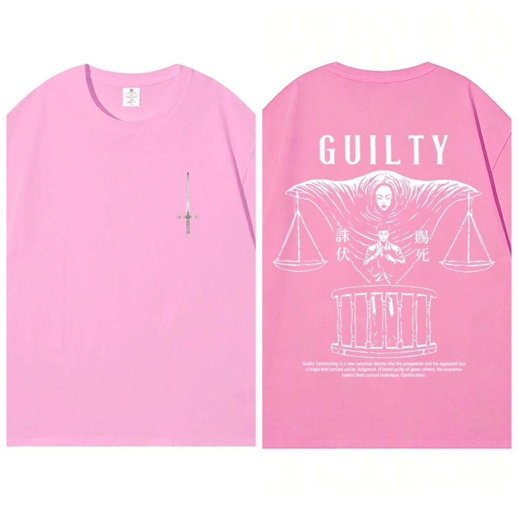 Guilty Letter Justice Scale Back Printed Tshirt Unisex Dark Gothic Graphic Tee Streetwear Cotton Oversized Unisex Short Sleeve