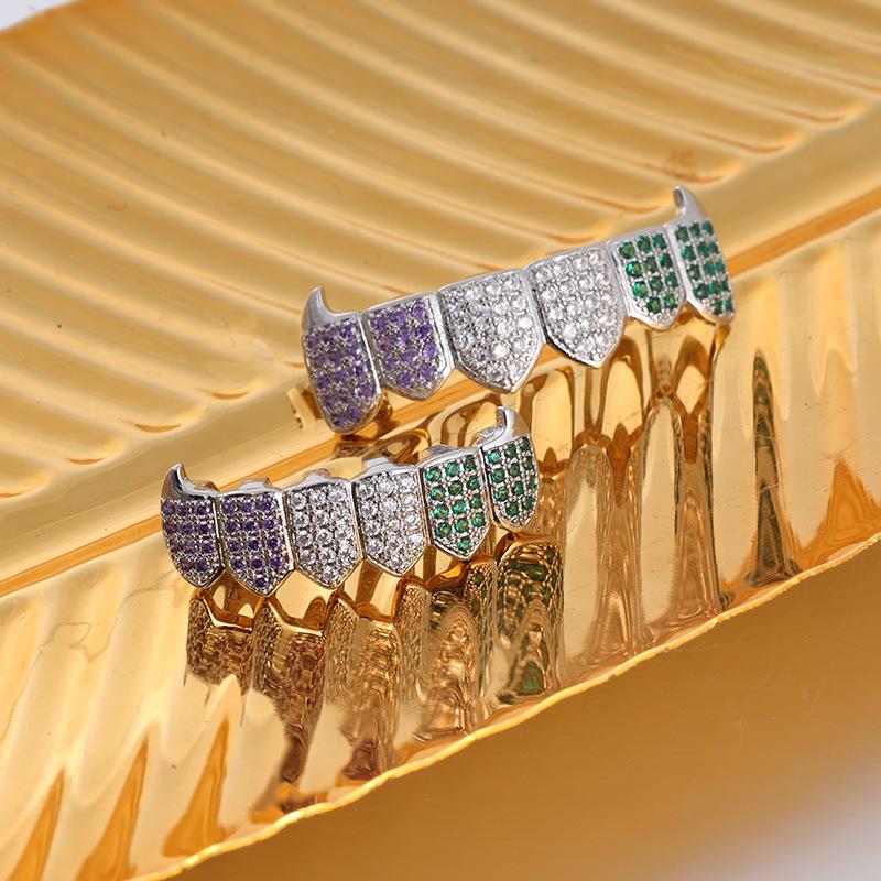 

2024 Colorful Zirconia Hip-hop Gold Grillz