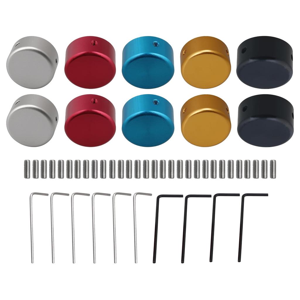 Yibuy 10 x Aluminum Guitar Effect Pedal Foot Switch with Tool 23 x 11mm Caps, Multicolor, Wrench,