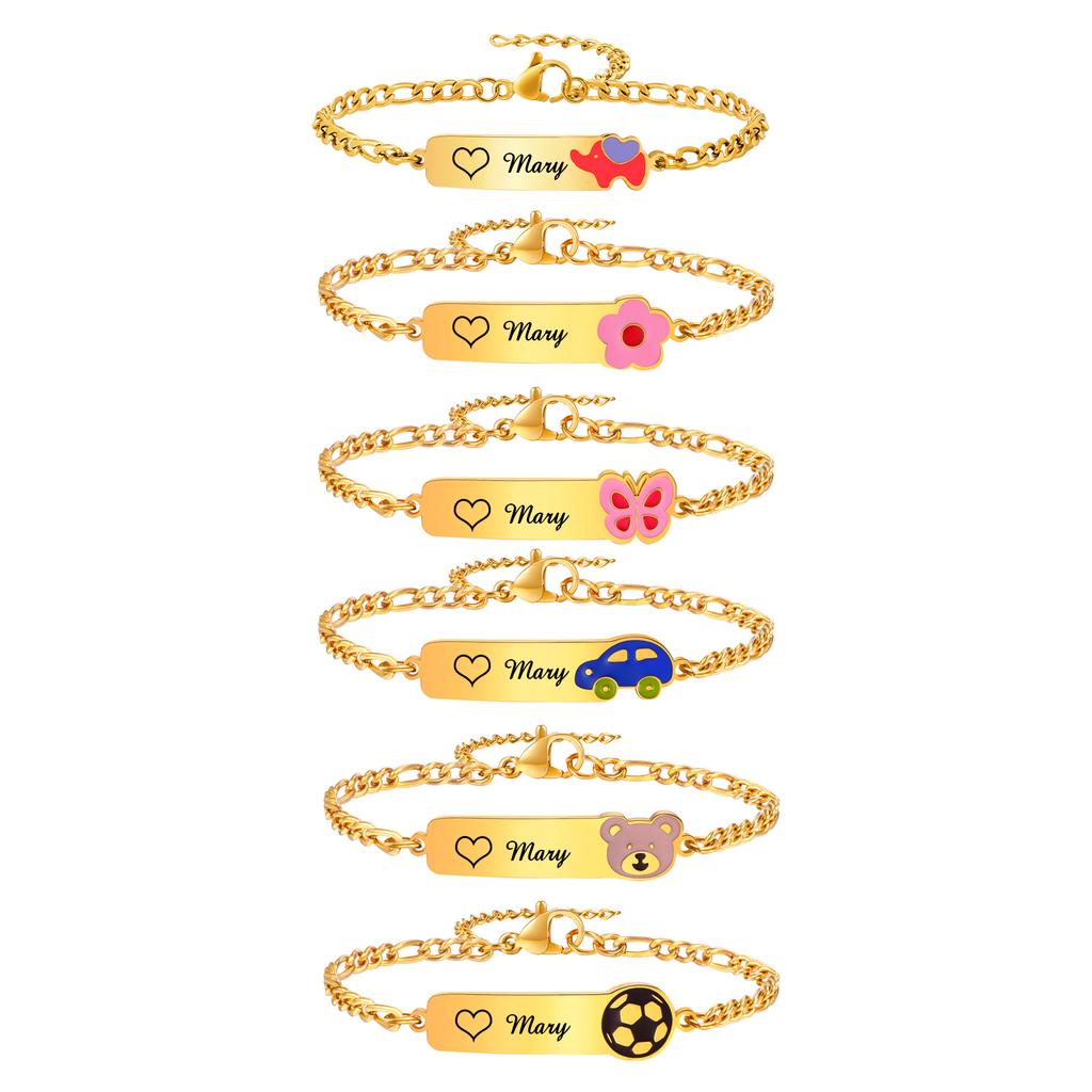 Name Free Customized Bracelet for Baby,Cute Birthday Anniversary Personalized Info Customization Bracelets,Link Chain Bracelet