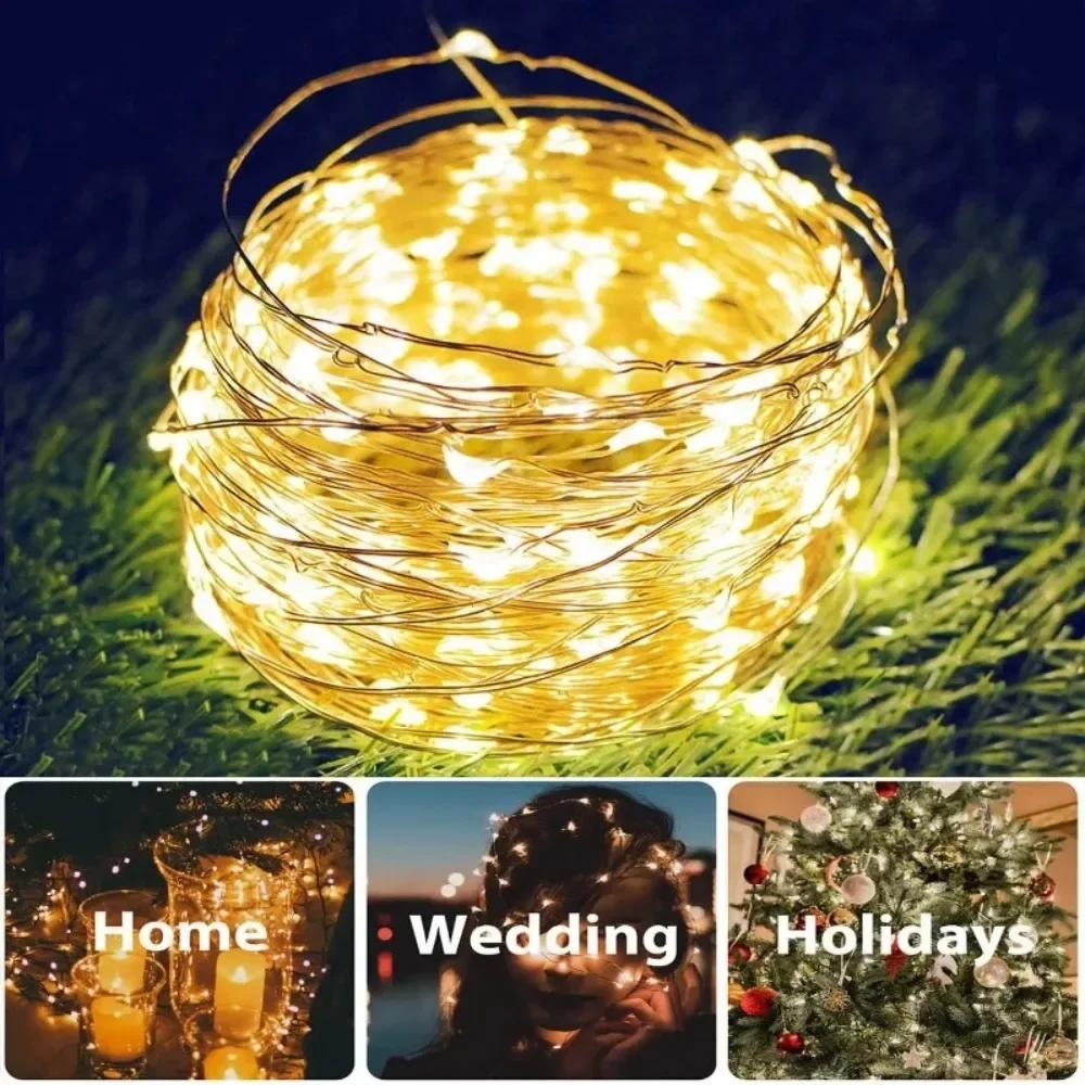 LED Solar Fairy Lights 7/12/22/32M Outdoor Festoon Waterproof Garland String Light For Yard Path Christmas Tree Party Decoration