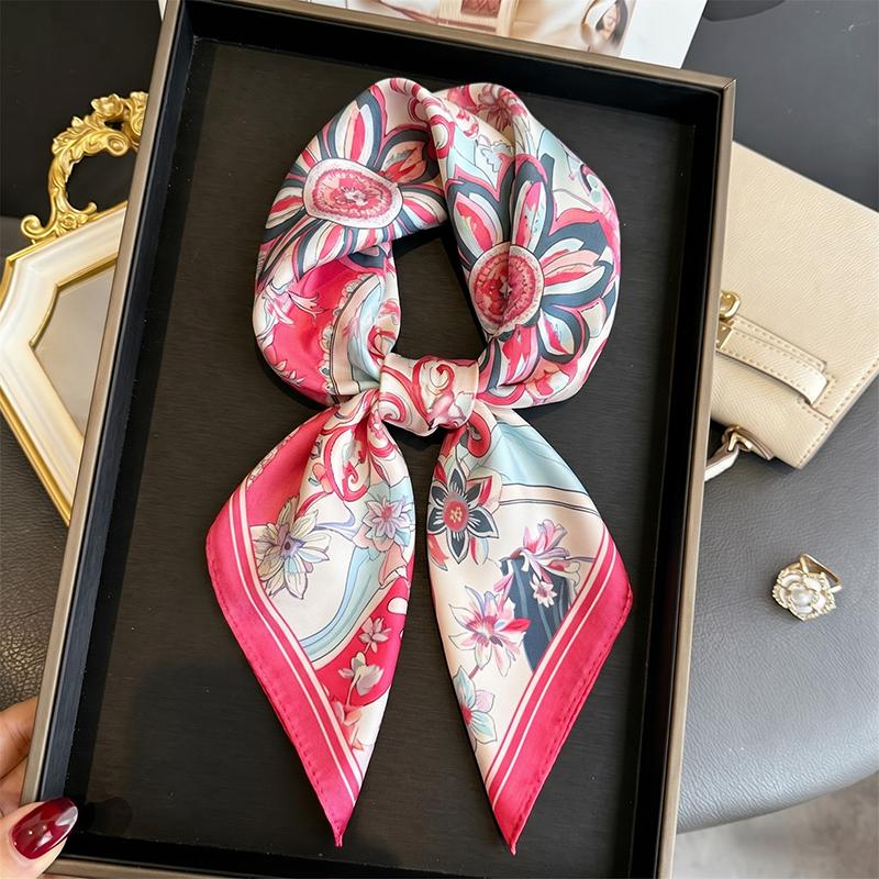 Print Scarf Neckerchief Turban Hijab Luxury Female Square Headscarf Shawl Bandana Headband Windproof Handkerchief Fashion Wraps