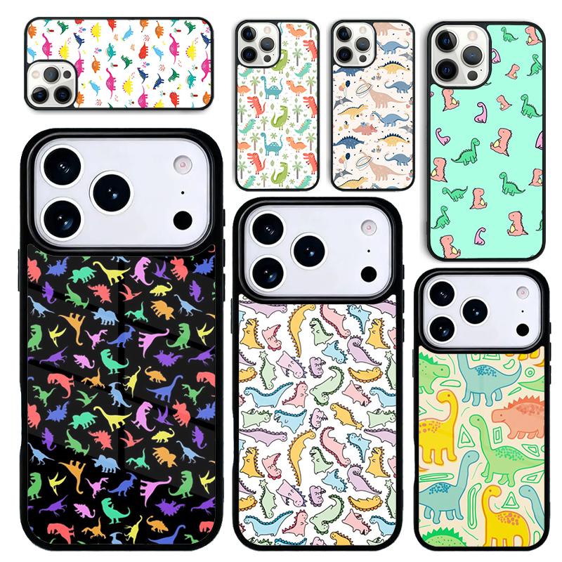 Capa Case for iPhone 17 Air 16 Pro Max 15 Plus 11 13 Mini 14 12 Back Phone Cover Fun Dinosaur Pattern Dino soft