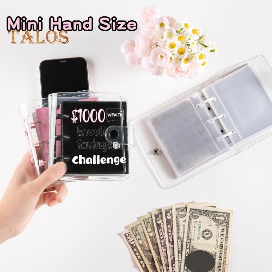 25 Envelopes Money Saving Challenge Binder Mini Cash Saving Budget Book To Save $150/300/500/1000 for Home Office School