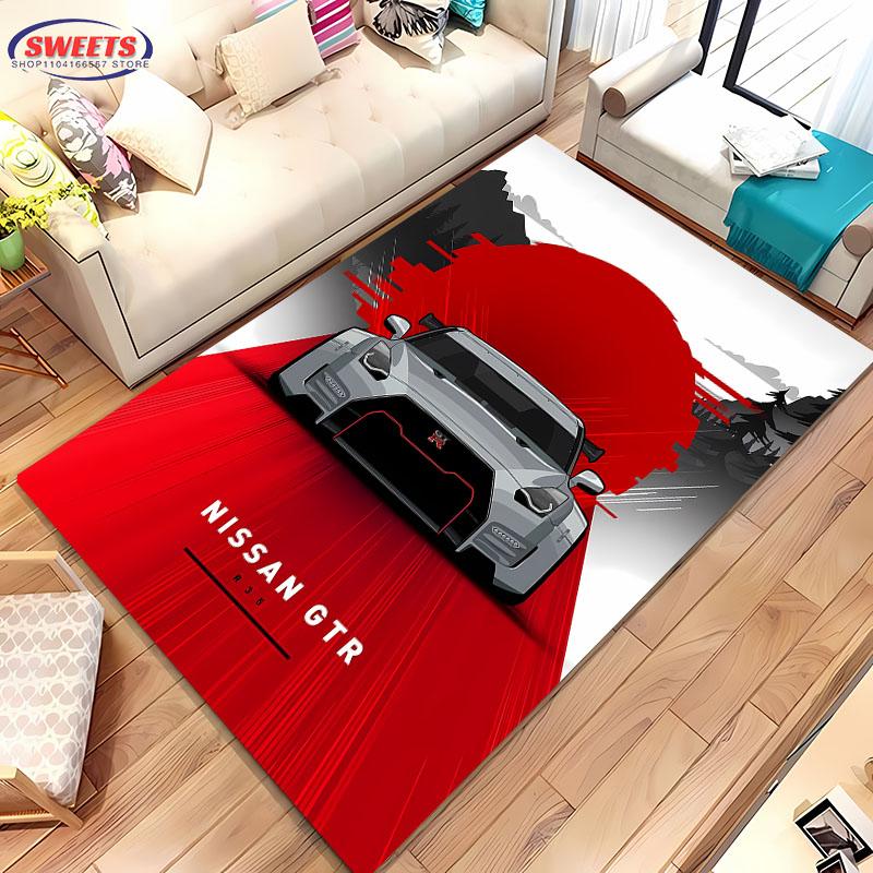 3D HD Printing Classic GTR Racing Car Area Rug,Carpet for Living Room Bedroom Sofa Doormat Decor Rug Non-slip Floor Mat Alfombra