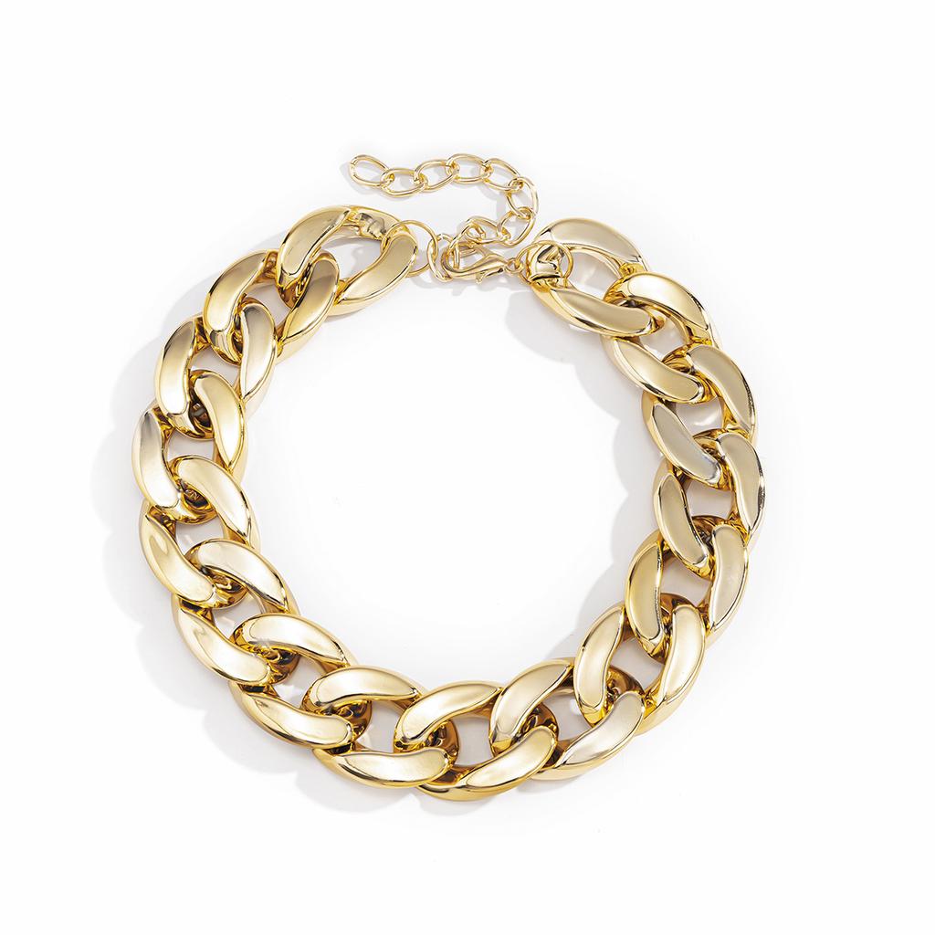 Exaggerated Punk Geometry Single-Layer Men'S And Women'S Necklaces, Fashion Trend Mixed Color Thick Chain Necklaces