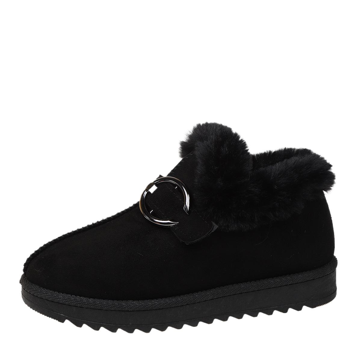 

Fashion Round Toe Casual Women s Ankle Boots New 2025 Fluffy Warm Snow Boots Women Buckle Plush Winter Comfort Outdoor Flat Shoes Women 36