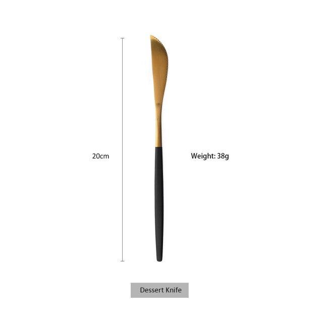 1 Pcs Matte Black Gold Dinnerware Stainless Steel Cutlery Home Dessert Fork Spoon Knife Dinner Silverware Flatware