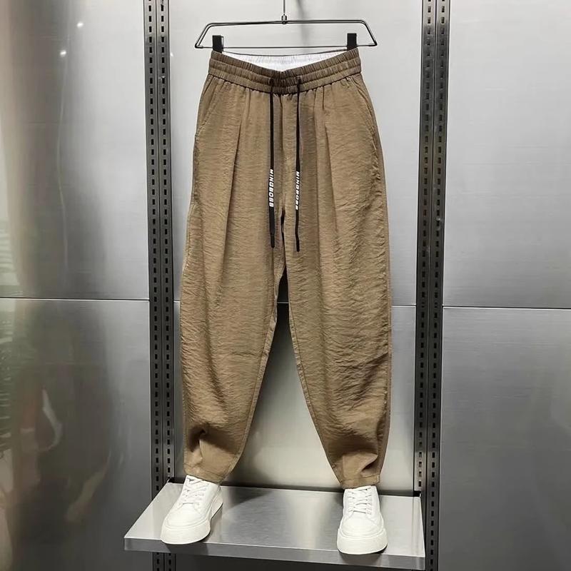 Ice Silk Men s Summer Thin Breathable Drape Casual Pants Quick Dry Loose Versatile Harlan Pants Youth Fashion Loose Fit Trousers S