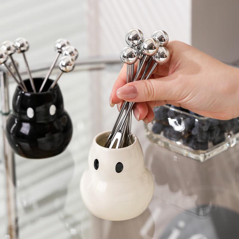 Ru Han Ceramic Fruit Fork Set with Pear Holder