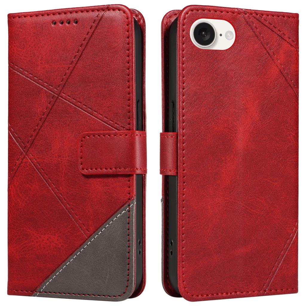 For iPhone 16e Case Leather Card Holder Phone Cover Geometric Line