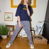 Drew House Letter Logo Series T Shirts Unisex Marine Blue Crew Neck Moderate Straight Fit DR-SS21-147