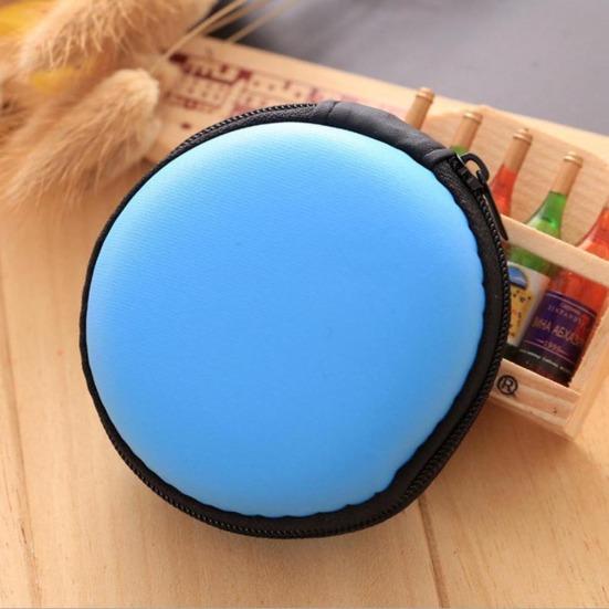 Mini Portable Round Earphone Cable USB Data Cord Storage Bag Zipper Pouch Case