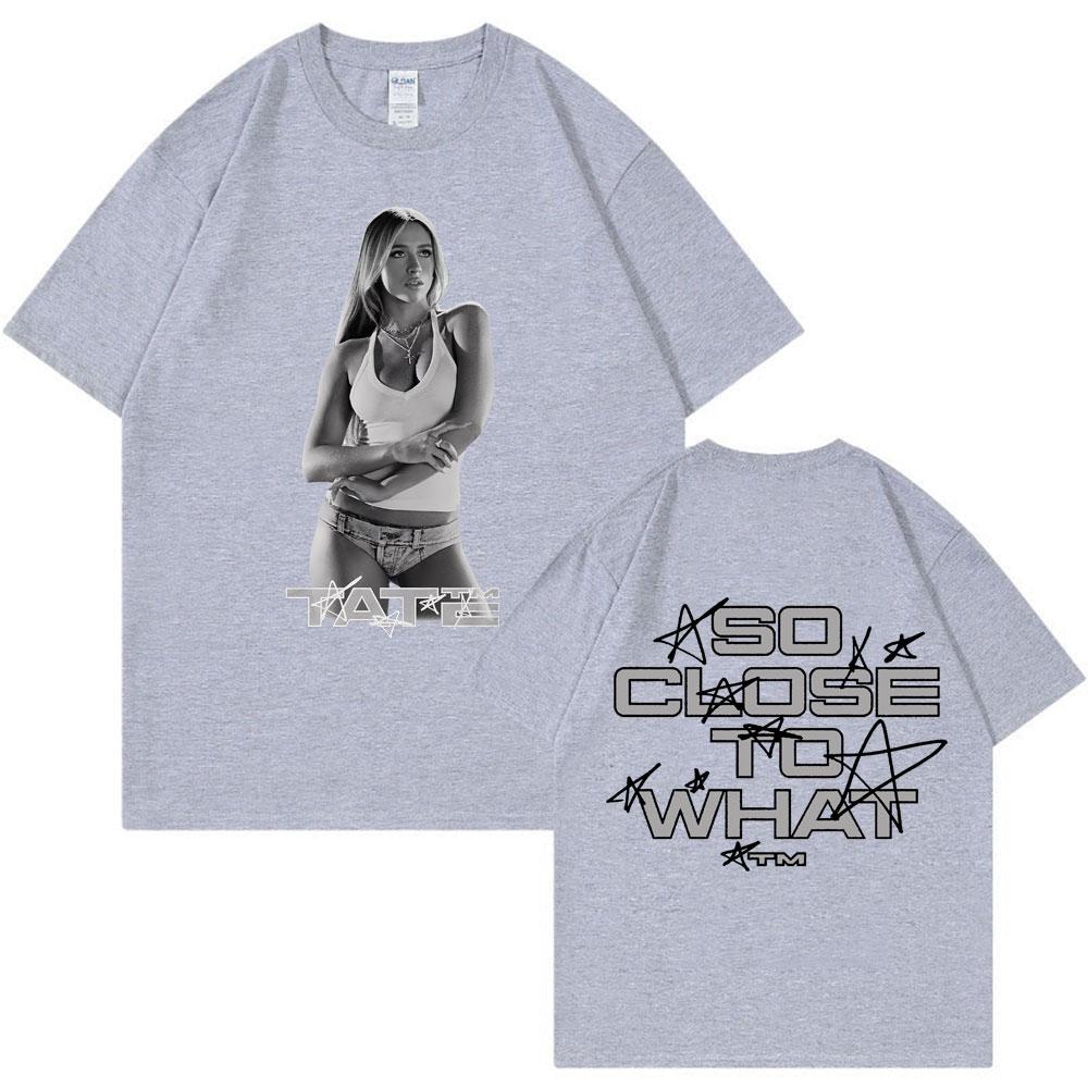 Tate McRae So Close To What Album T Shirt Trendy Men Women Vintage Hip Hop T-shirts Cotton Casual Loose Y2k Street T Shirts
