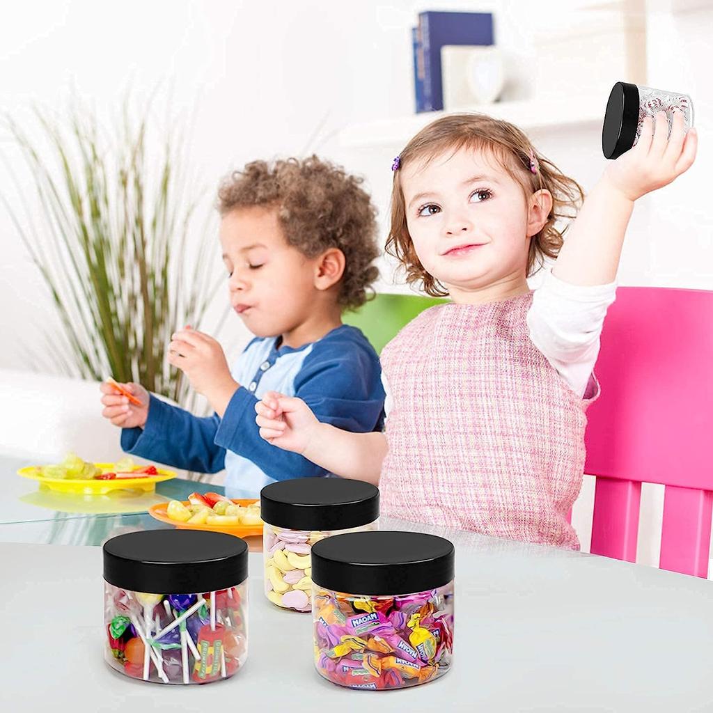 10PCS 8OZ Plastic Jars with Screw On Lids, Pen and Labels Refillable Empty Round Slime Cosmetics Containers for Storing