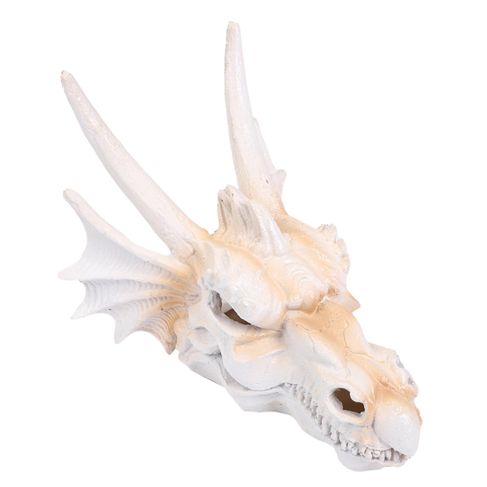 

Resin Dragon Head Skull Statue Ornament Aquarium Tank Decoration Fish Tank Skeleton Sculpture for Underwater Landscape Decors