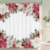 Plants and Floral Shower Curtain, Texture Fabric Bathroom Decor Watercolor Flowers and Plants Shower Curtians with Hooks