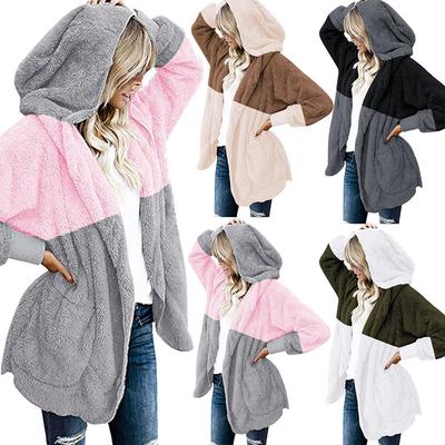 BB Fleece pocket Cardigan Jacket Womens Oversized Open Front BB Fleece pocket Cardigan Jacket Womens Oversized Open Front