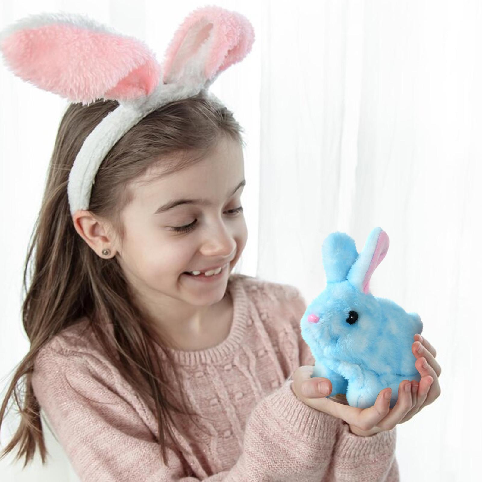 

Электрическая имитация плюшевой игрушки для домашних животных на Пасху, может ходить и лаять, трясет ушами, золотая проволока, плюшевая, детская игрушка, без батареек, 1 шт. One Size синий