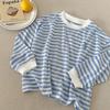 2025 Summer Kids' Striped Round Neck T-Shirt - Mosquito-Proof, Cool & Trendy for Boys & Girls